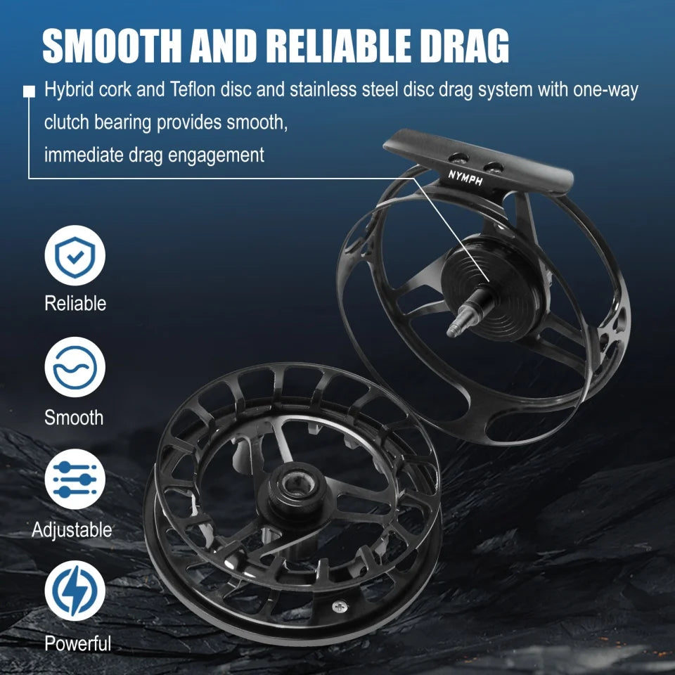 Maximumcatch AVID PRO Nymph 3/5wt Fly Fishing Reel with Full Frame Body Super Large Arbor Light Weight Fly Reel