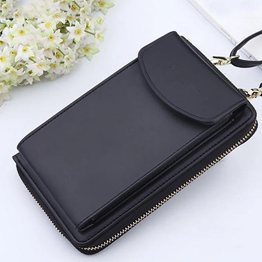 Fashion Small Phone Shoulder Bag Wallet for Women PU Leather Solid Color Crossbody Bag Casual Shopping Coin Card Handbag Pack