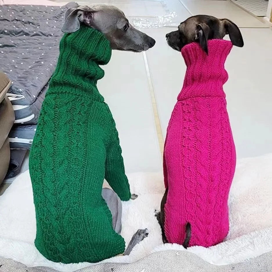 Turtleneck Twist Knitted Sweater for Dogs, Italian Greyhound Whippet, Warm Dog Coat, Dog's Winter Clothing