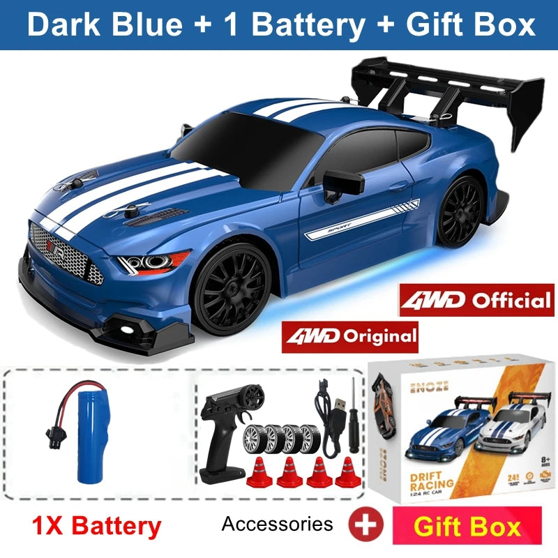 Super Drift RC Car – High-Speed Racing & Drifting with LED Lights, 4 Batteries, Proportional Throttle Control, and Independent Gearbox
