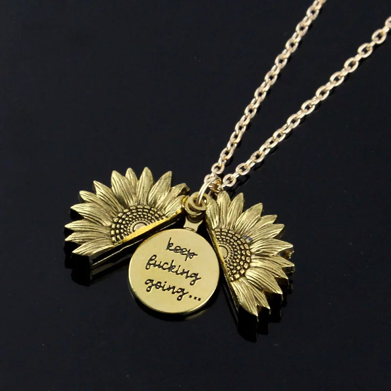 Sunflower Necklaces for Women Stainless Steel Open Locket You Are My Sunshine Necklace Birthday Jewelry Colorful Pendant Collar