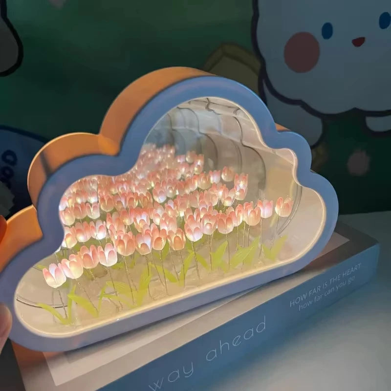 Tulip Cloud Sea of Flowers Night Light – Artistic Mirror Light for Romantic Ambience