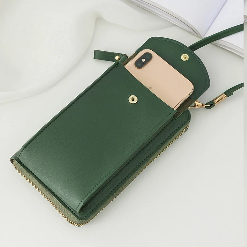 Fashion Small Phone Shoulder Bag Wallet for Women PU Leather Solid Color Crossbody Bag Casual Shopping Coin Card Handbag Pack