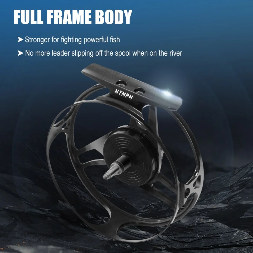Maximumcatch AVID PRO Nymph 3/5wt Fly Fishing Reel with Full Frame Body Super Large Arbor Light Weight Fly Reel