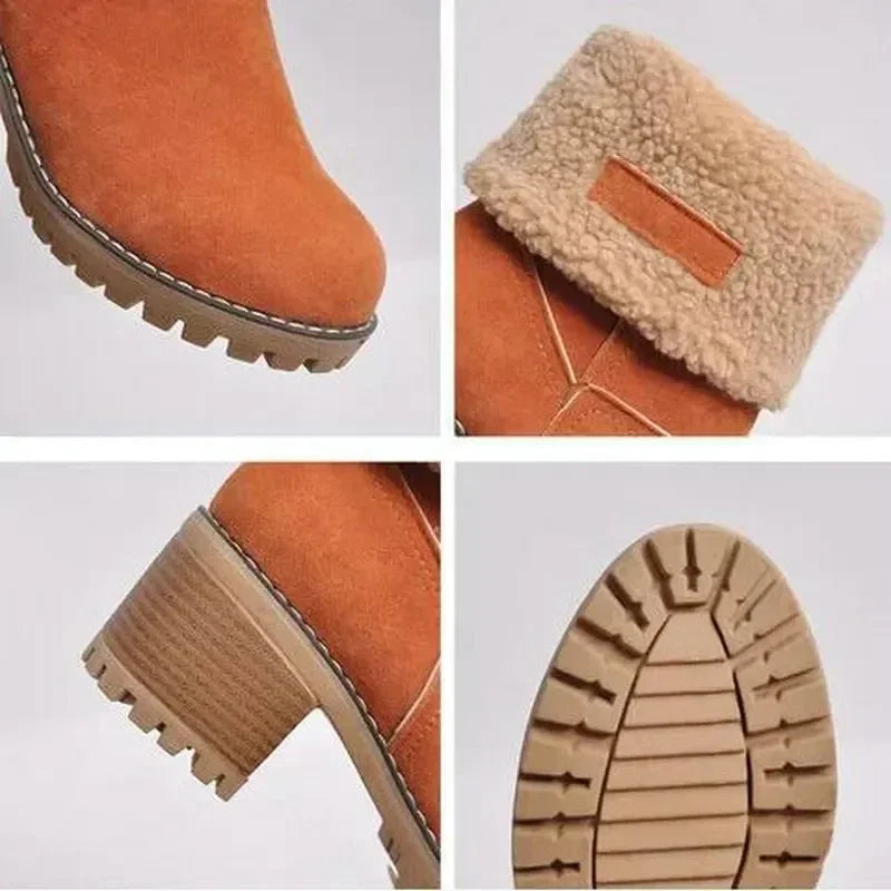 Winter Boots for Women New Snow Keep Warm Fur Booties Comfort Cuffed Wool Ankle Boots Platform Wedges Cotton Shoes Mid Calf Boot