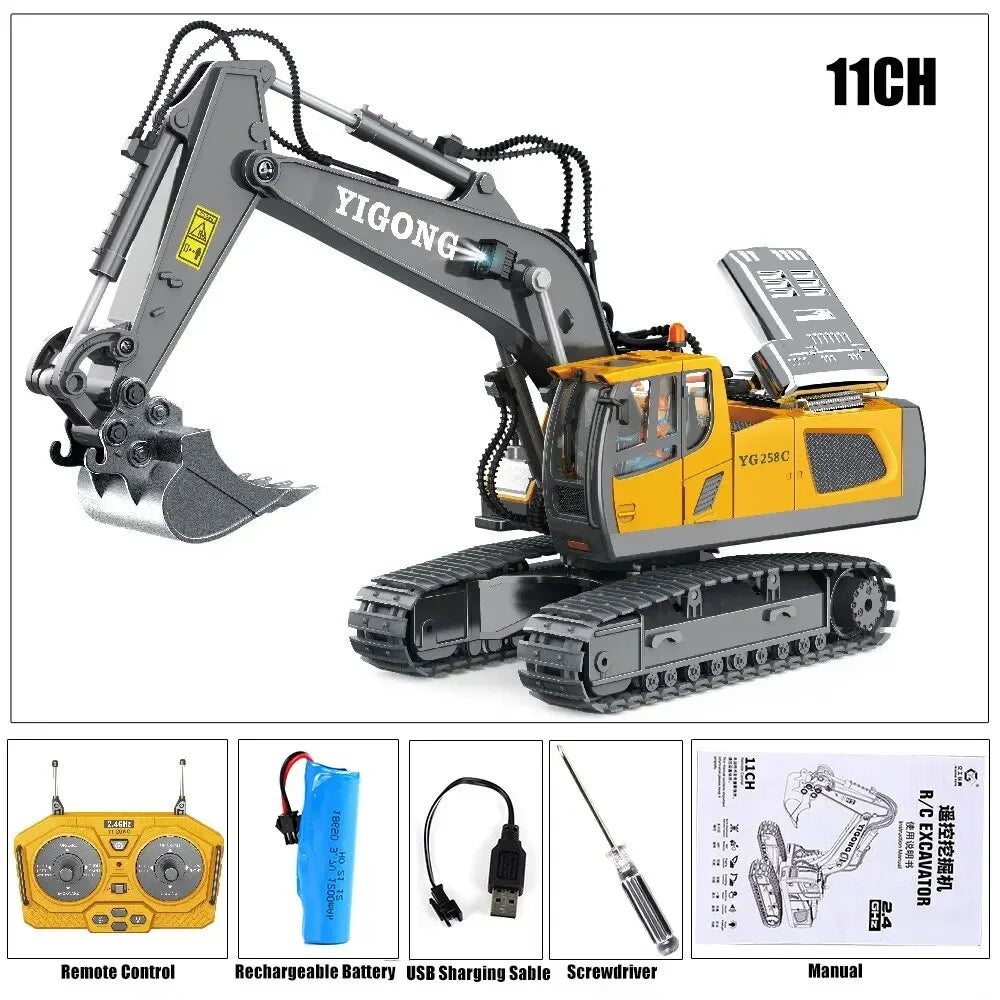 2.4G Remote Control Excavator Dump Truck RC Construction Vehicle Toy – 9/11CH