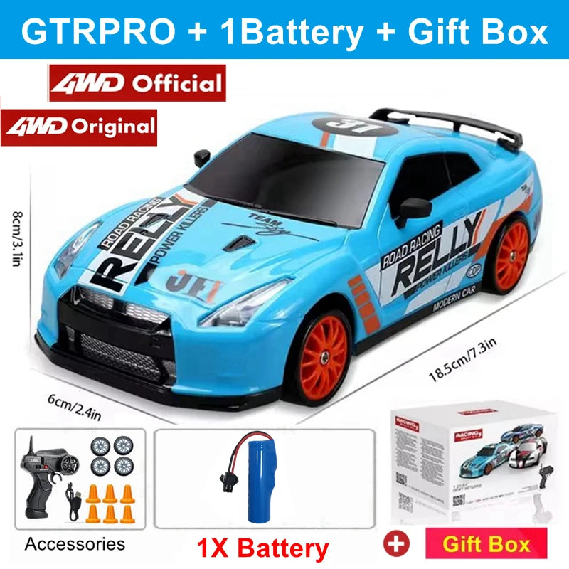 Super Drift RC Car – High-Speed Racing & Drifting with LED Lights, 4 Batteries, Proportional Throttle Control, and Independent Gearbox