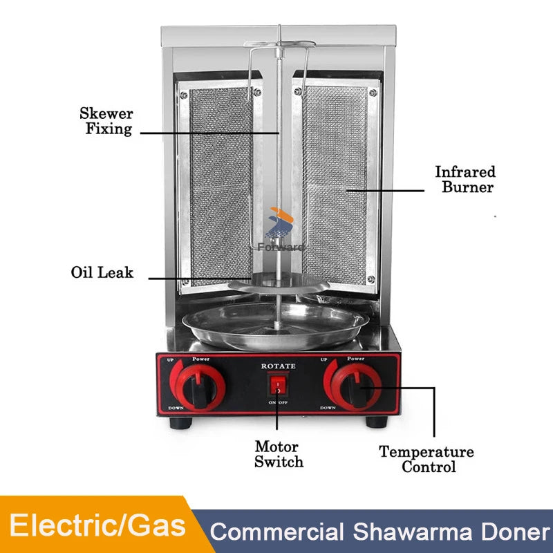 Automatic Rotating BBQ Grill For Commercial Household Heating Pipe Electric Doner Kebab Grill Shawarma Machine