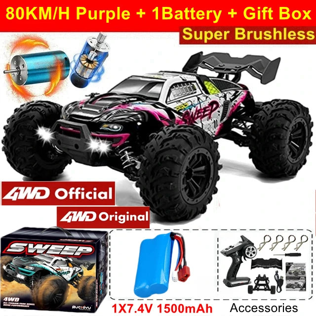 Remote Control Car off Road 4X4 RC High Speed Buggy Truck Super Brushless 50 or 80KM/H Fast Drift Racing Toy Kids Adults