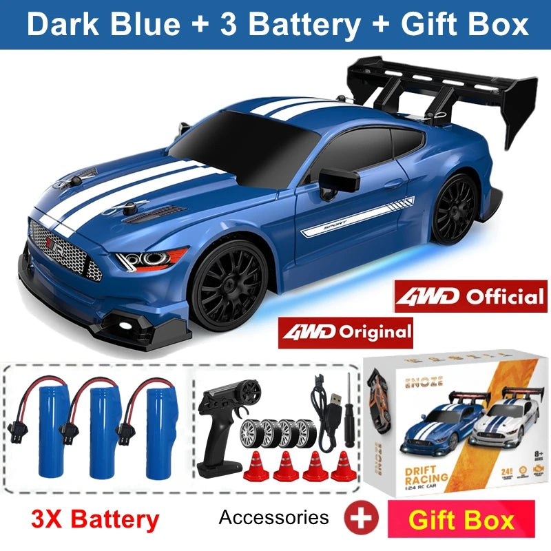 Super Drift RC Car – High-Speed Racing & Drifting with LED Lights, 4 Batteries, Proportional Throttle Control, and Independent Gearbox