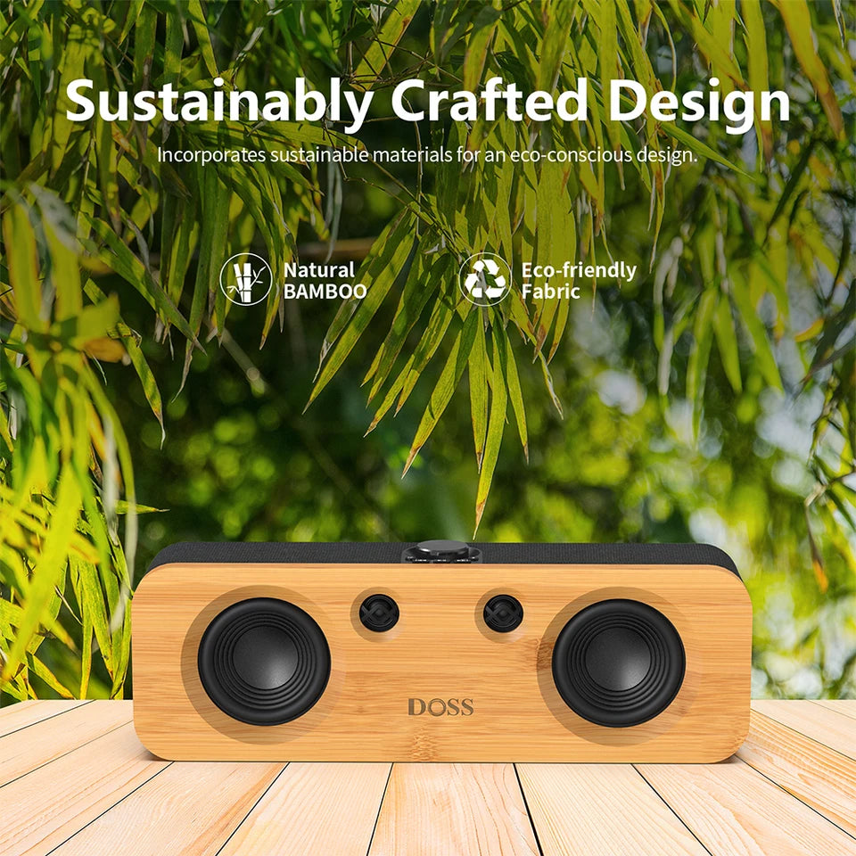 DOSS Home Bluetooth Speaker Powerful 50W Stereo Bass Subwoofer Sound 35H Playtime Wireless Speaker for Record Player Computer TV