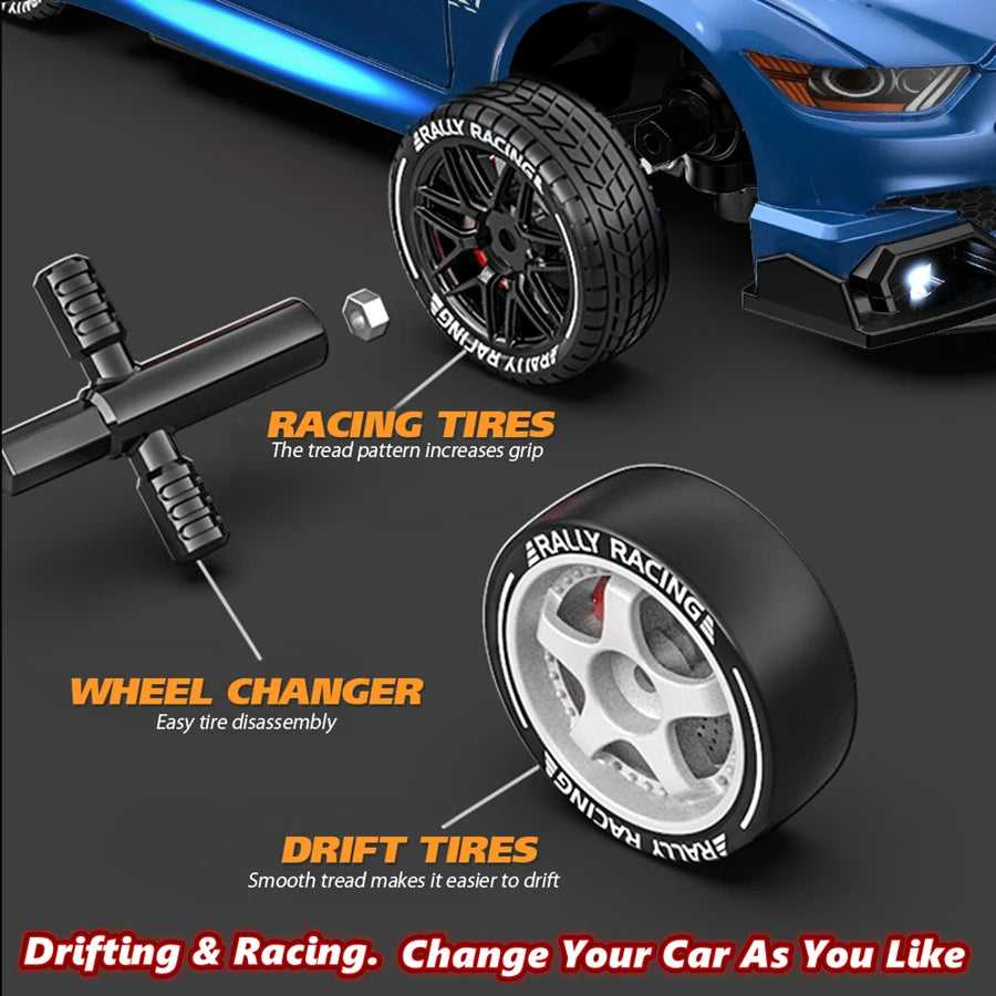 Super Drift RC Car – High-Speed Racing & Drifting with LED Lights, 4 Batteries, Proportional Throttle Control, and Independent Gearbox