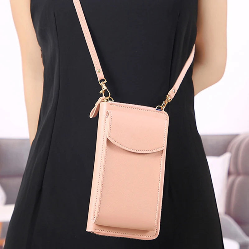 Fashion Small Phone Shoulder Bag Wallet for Women PU Leather Solid Color Crossbody Bag Casual Shopping Coin Card Handbag Pack