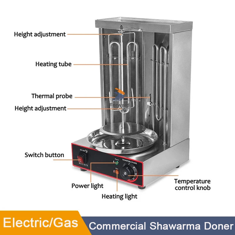 Automatic Rotating BBQ Grill For Commercial Household Heating Pipe Electric Doner Kebab Grill Shawarma Machine