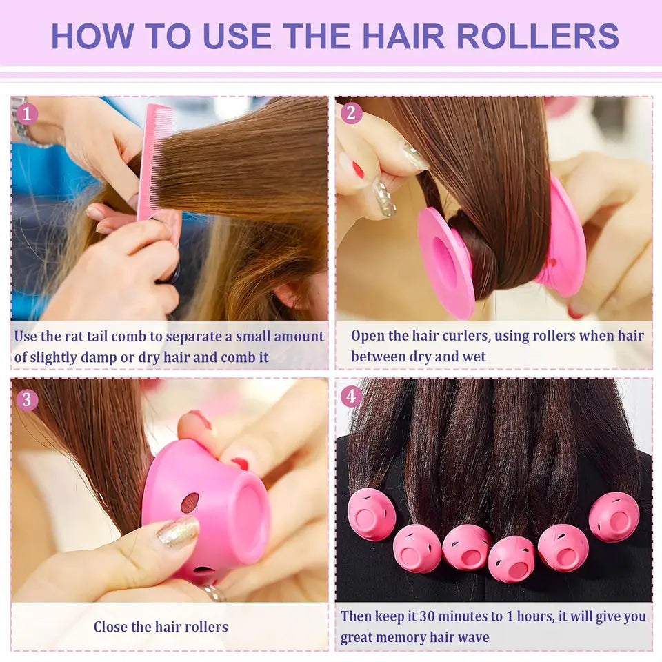 41Pcs Set Silicone Bell Curlers With Wig Net Heatless No Harm Hair Rollers Portable Hair Styling Tools