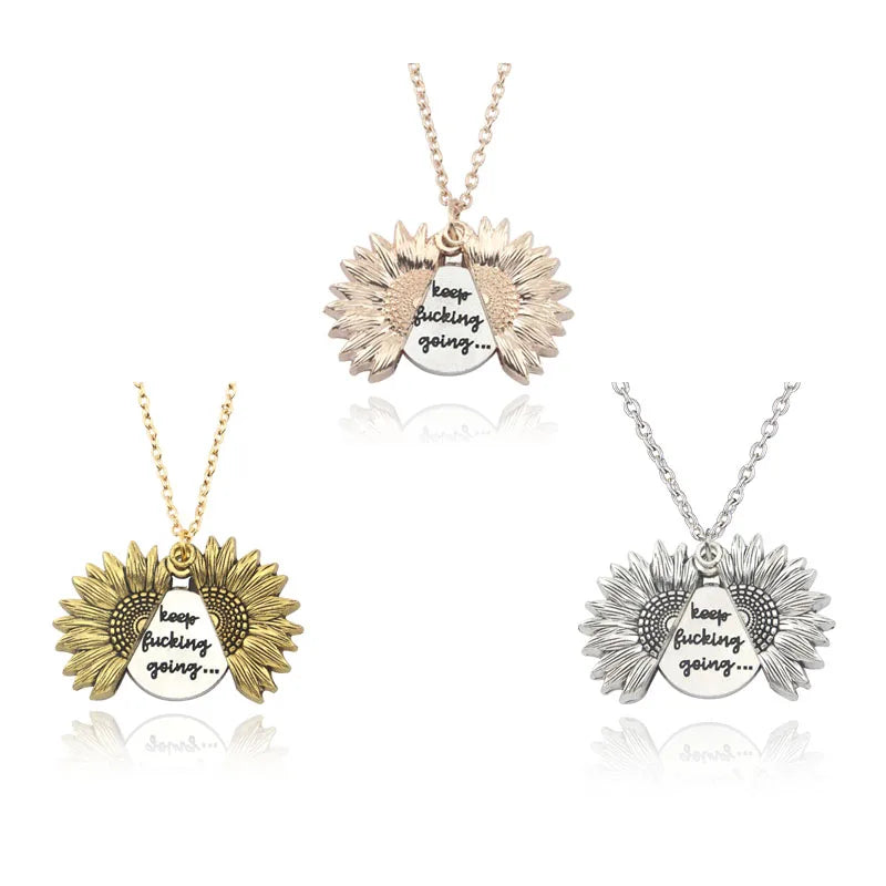 Sunflower Necklaces for Women Stainless Steel Open Locket You Are My Sunshine Necklace Birthday Jewelry Colorful Pendant Collar