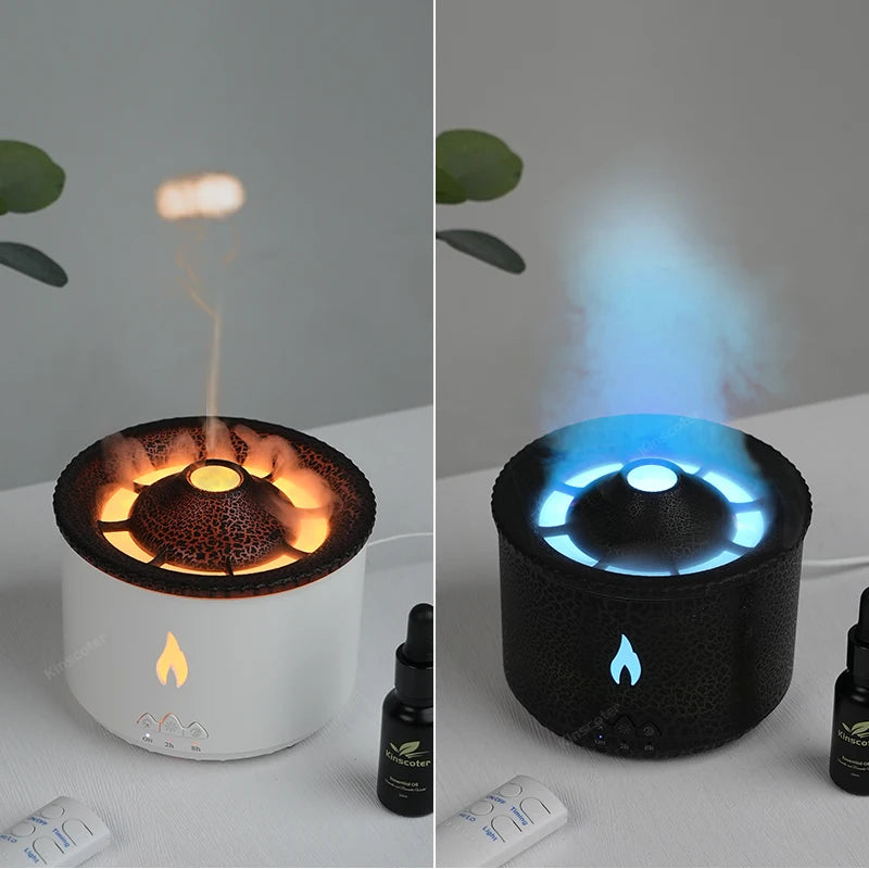 Volcano Flame Aroma Diffuser Jellyfish Smoke Ring Air Humidifier – 360ml Essential Oil Diffuser