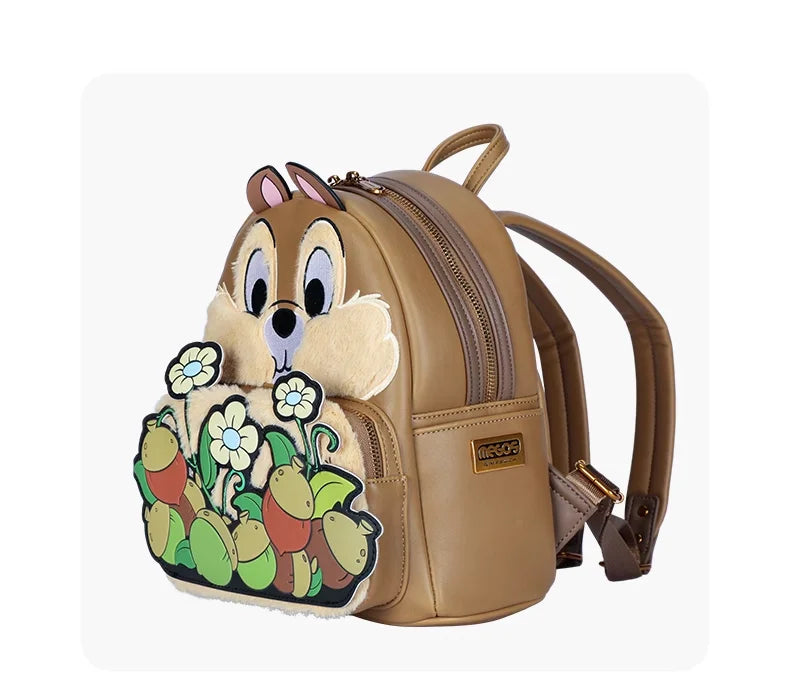 Chip & Dale Double Strap Shoulder Bag Stitch Cartoon PU Leather Printing  Fashion Bag Purse Birthday Gift for Friends