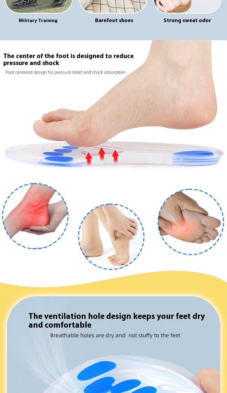 Silicone Shock Absorbing Insoles – Soft Pressure Relief Full Pads | Unisex Sizes EU 35–46