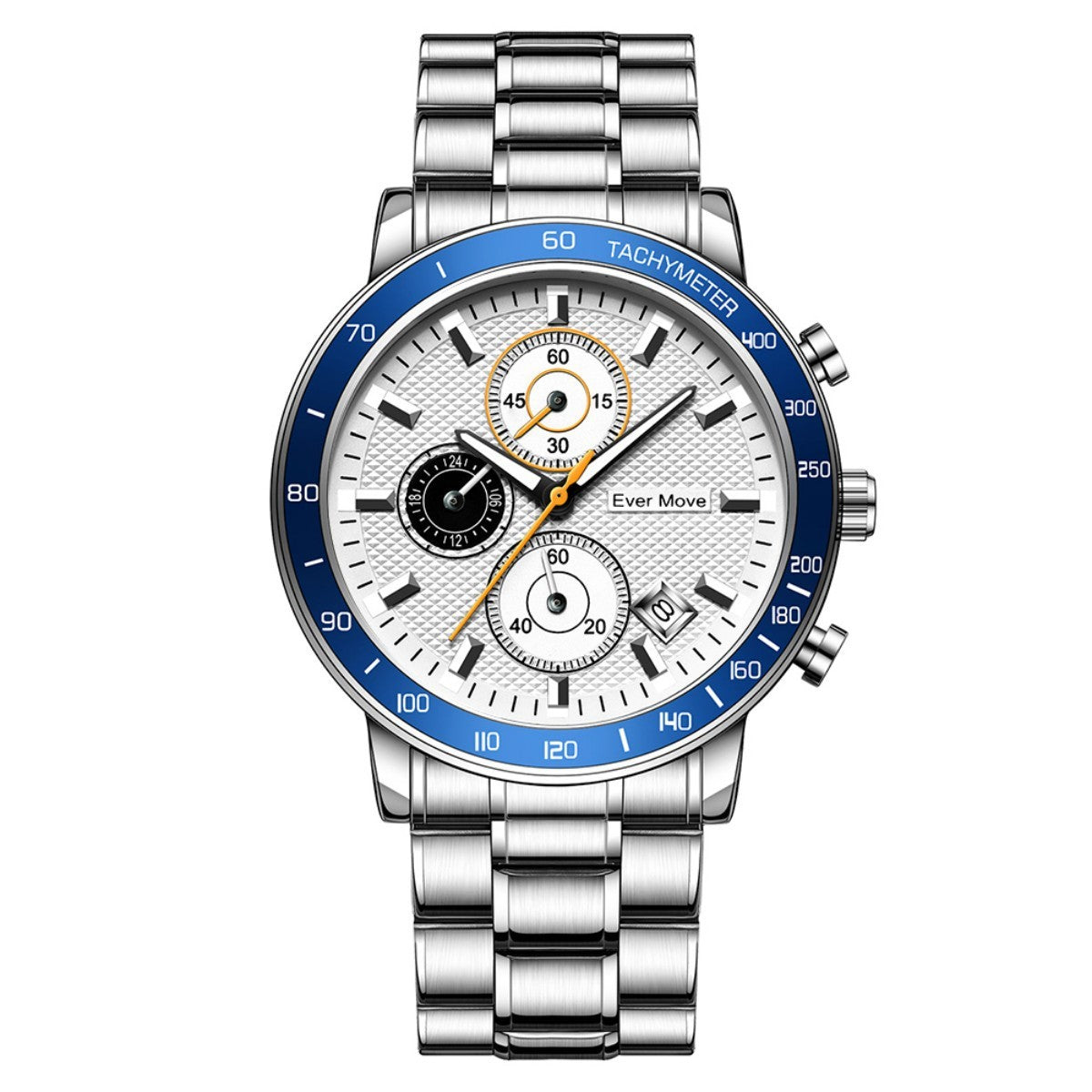 Luminous Waterproof Steel Watch – Sleek Design with Triple Sub-Dials