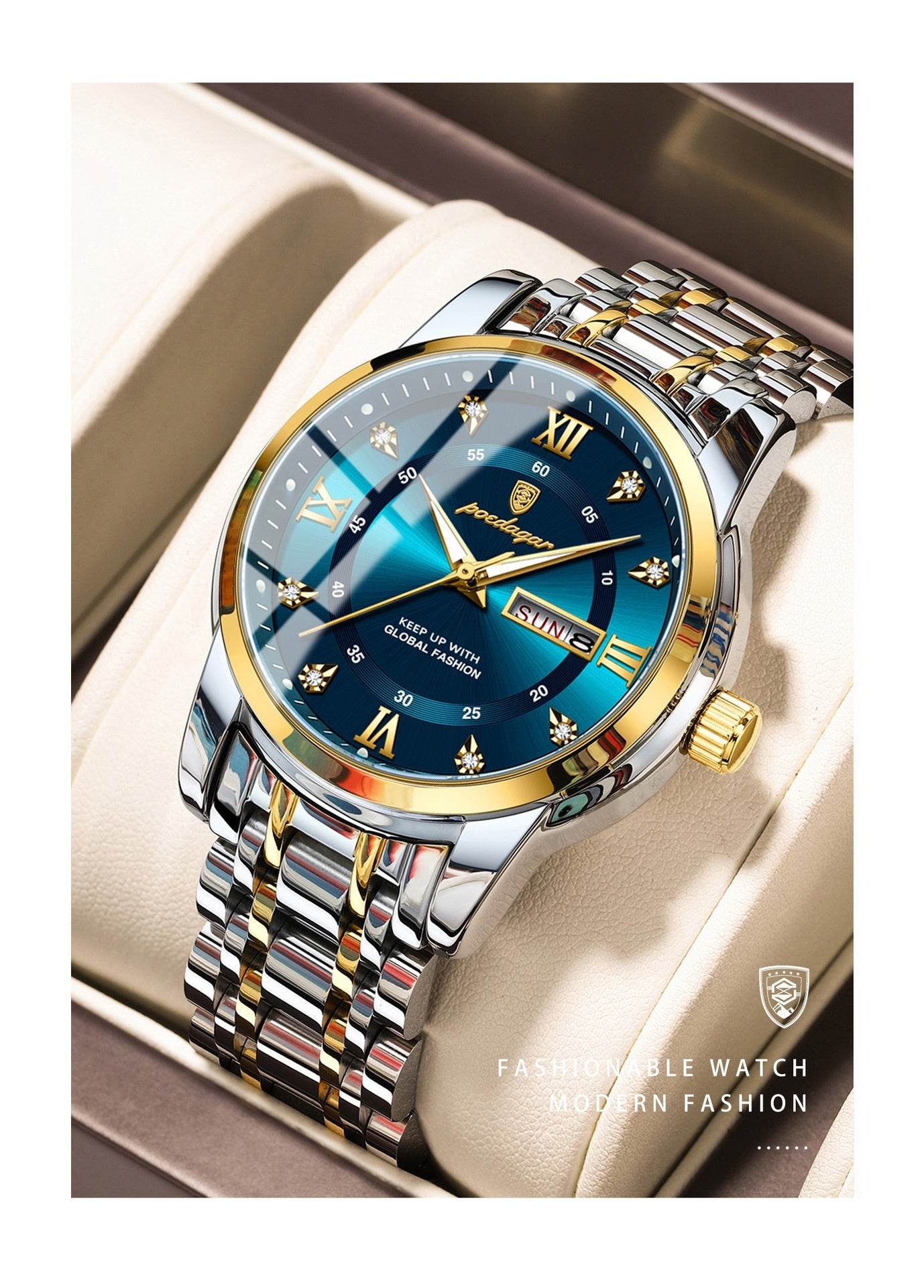 Waterproof Men's Double Calendar Luminous Quartz Watch
