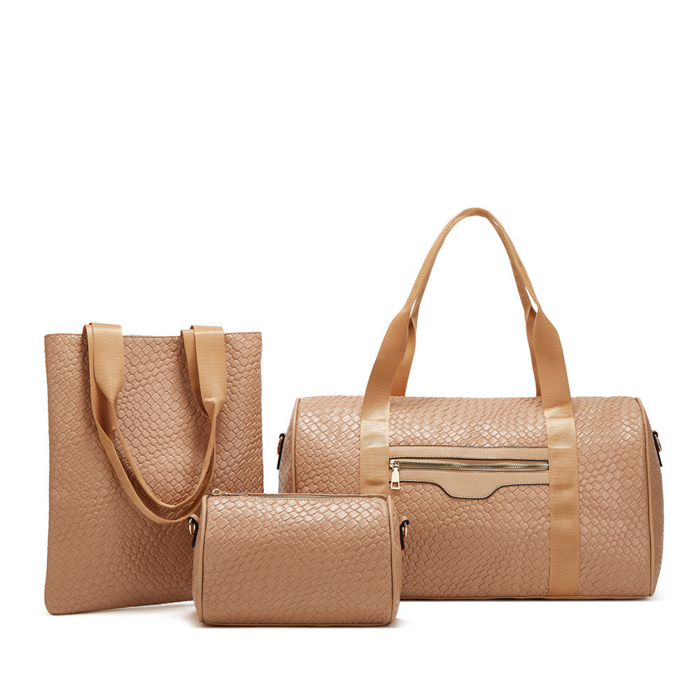 Women's Business Travel Bag – Stylish 3-Piece PU Leather Shoulder & Gym Bag Set | 36–55L Capacity