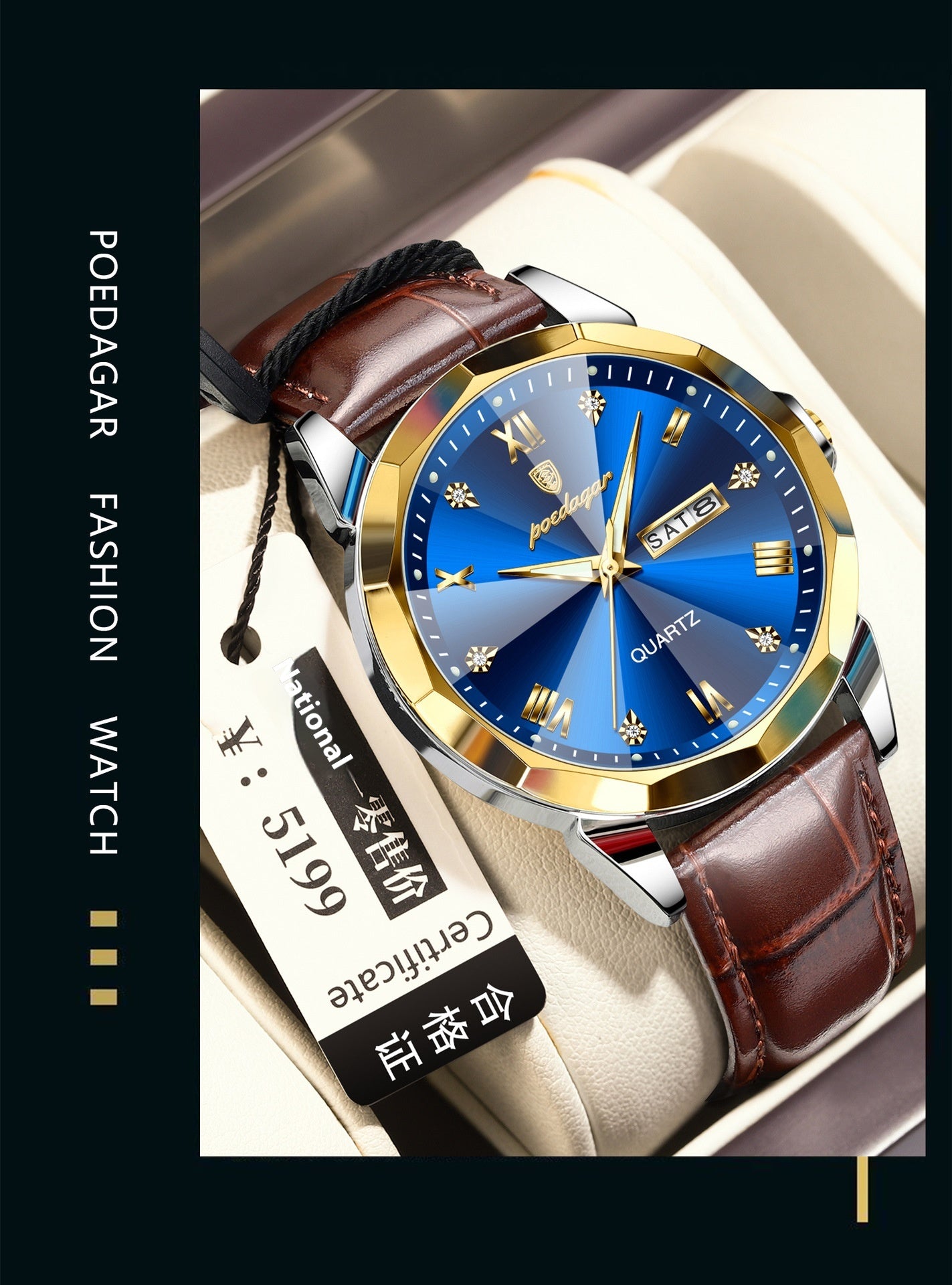 Belt Style Men's Waterproof Luminous Fashion Quartz Watch
