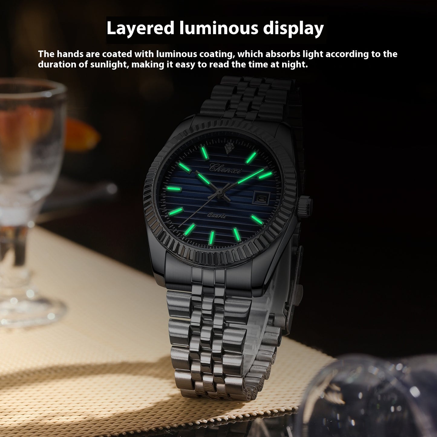 Business Calendar Luminous Waterproof Quartz Watch