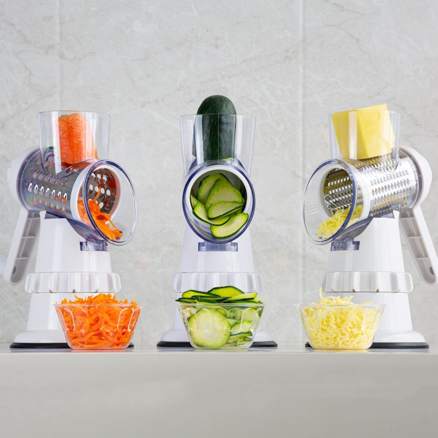 3-in-1 Manual Vegetable Slicer & Grater – Kitchen Chopper & Shredder