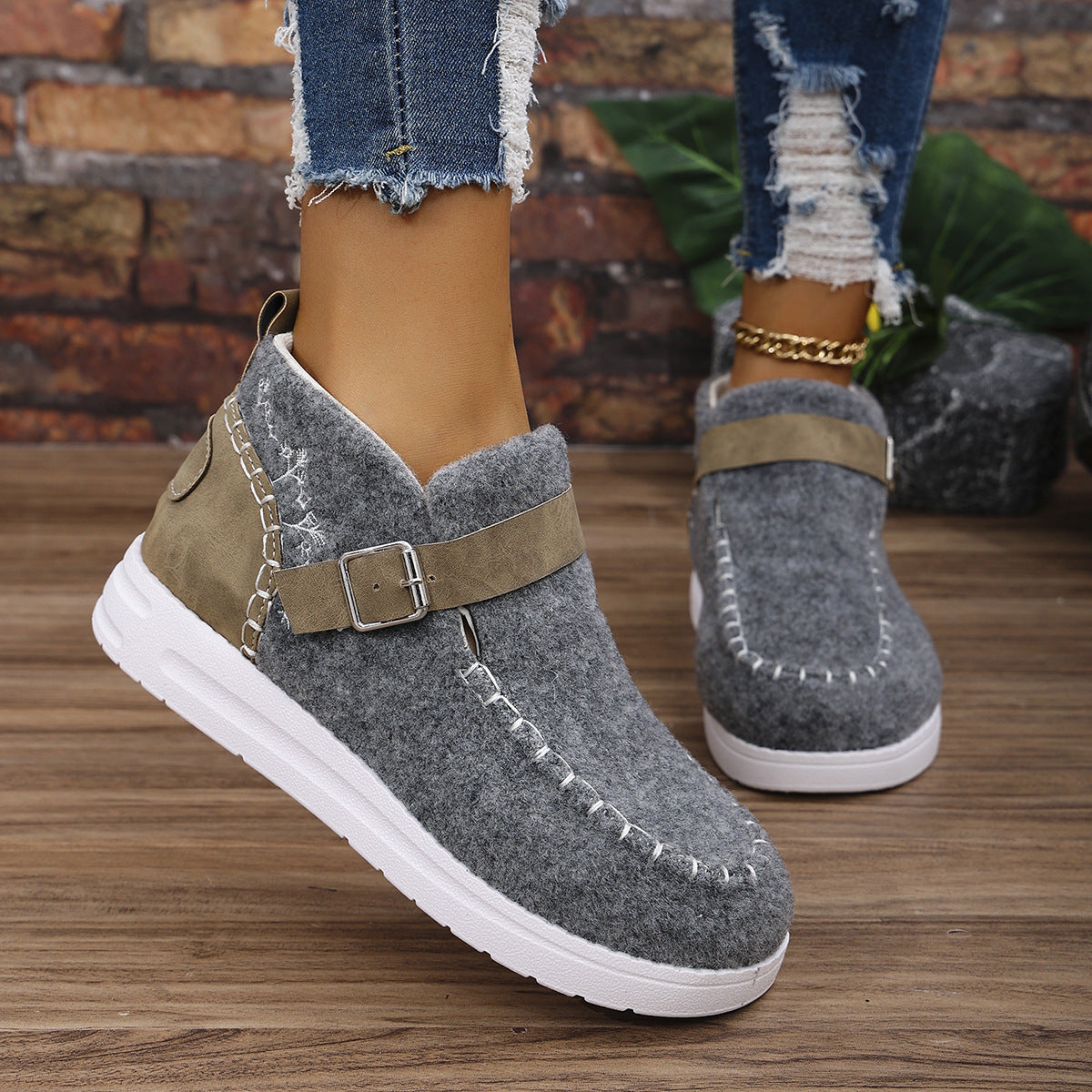 Thick Burr Warm Cotton Shoes – Suede Flat Winter Footwear for Men & Women | Sizes 36–43