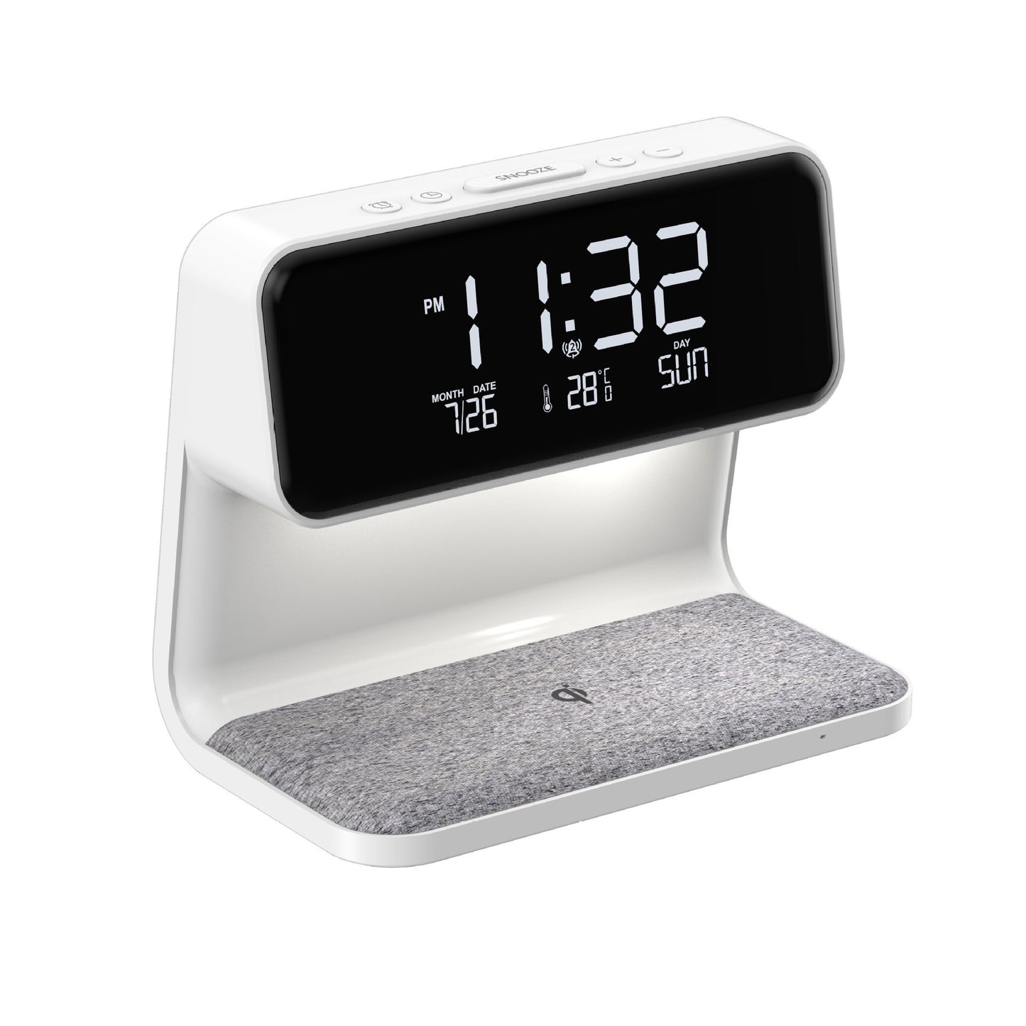 3-in-1 Bedside Lamp with Wireless Charging & LCD Alarm Clock – Touch Control & Dimmable Light