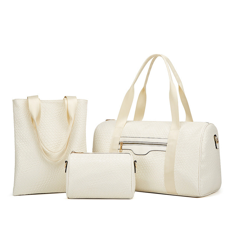 Women's Business Travel Bag – Stylish 3-Piece PU Leather Shoulder & Gym Bag Set | 36–55L Capacity