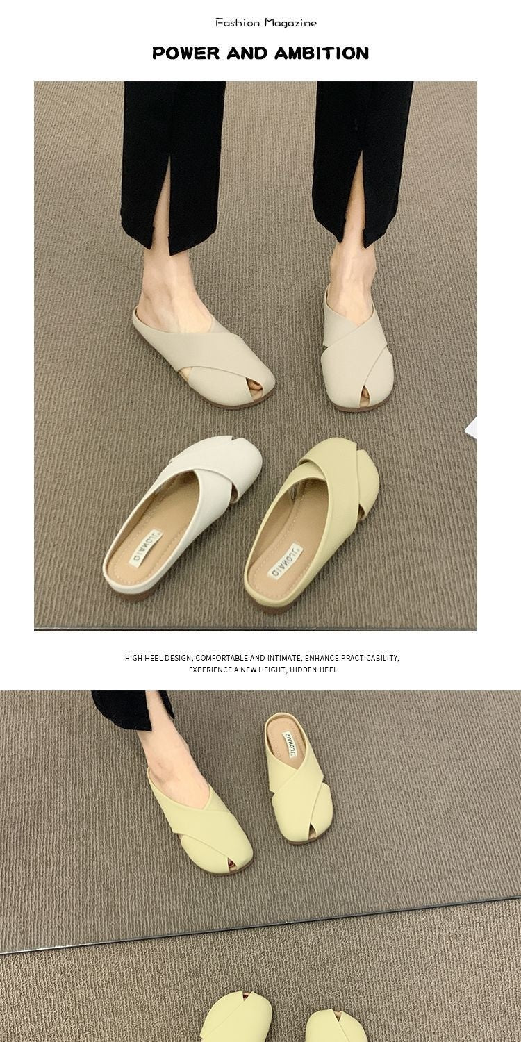 Chic Korean Style Toe-Covered Women's Slippers – Lightweight, Non-Slip & Wear-Resistant