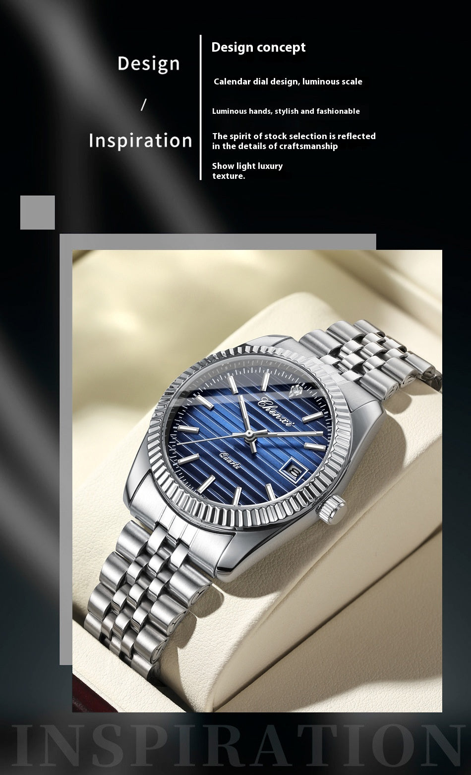 Business Calendar Luminous Waterproof Quartz Watch