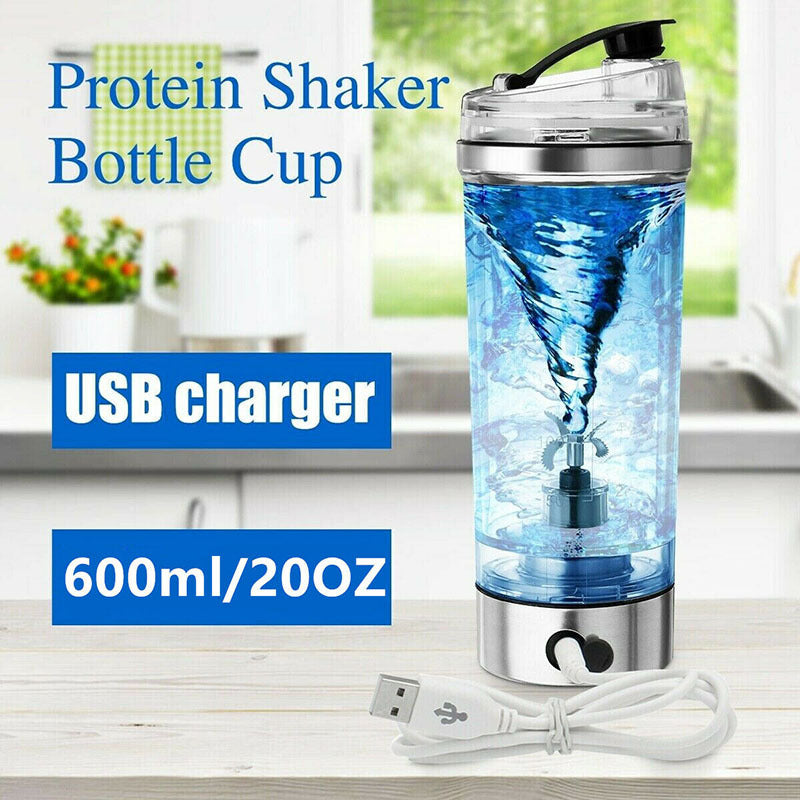 Electric Protein Shake Bottle – USB Rechargeable Milk & Coffee Blender for Sports & Fitness