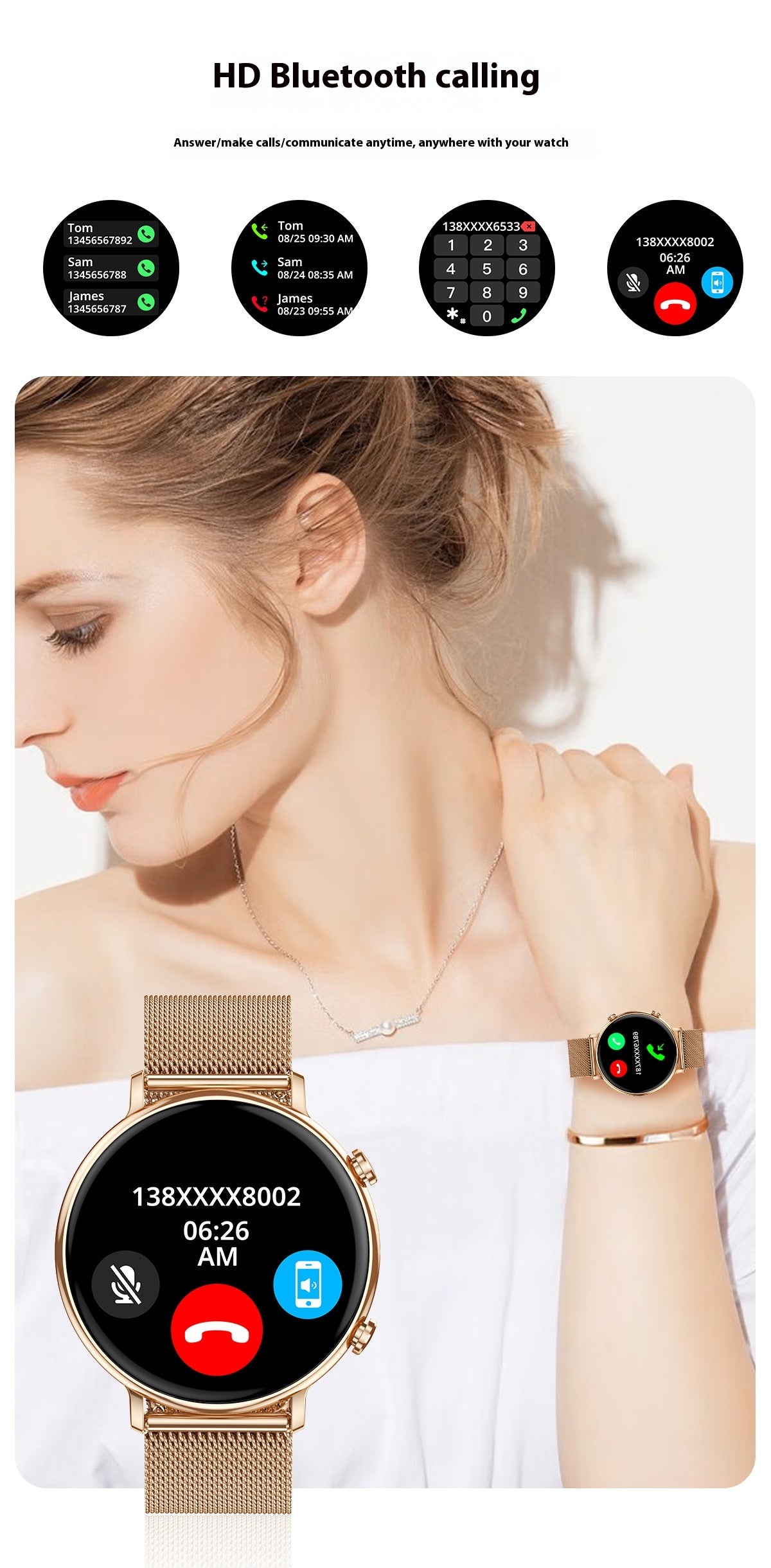 Bluetooth Calling Sports Health Step Counting Smart Watch