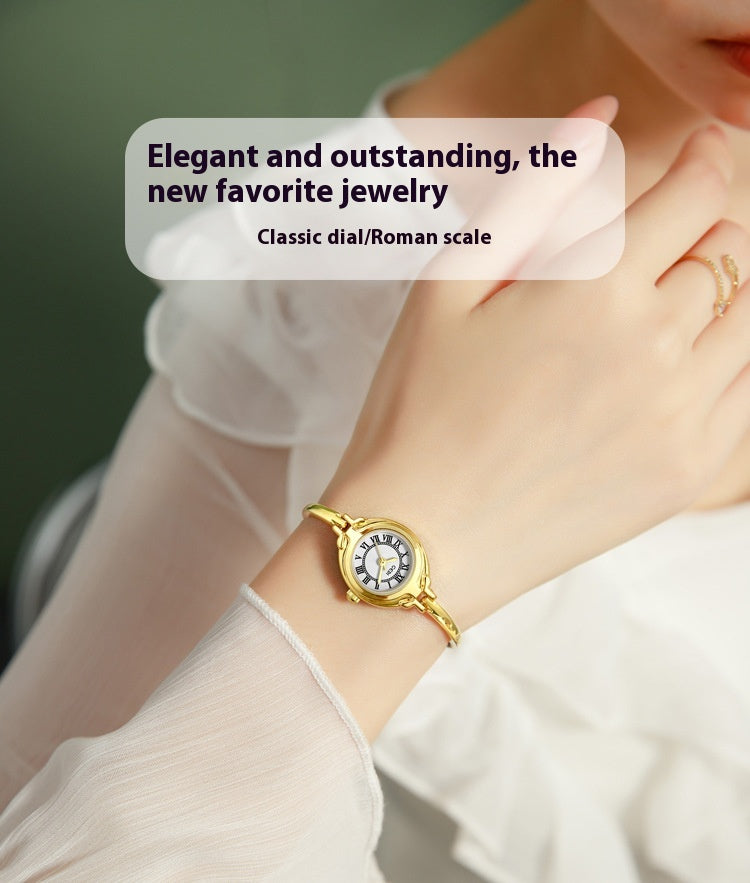 Gold Good-looking Thin Strap Quartz Watch