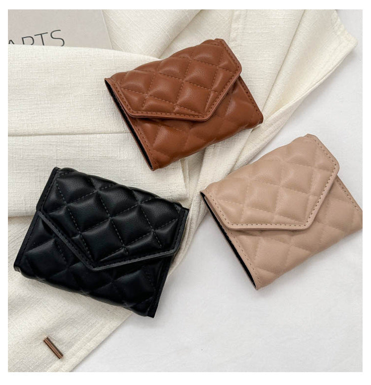 Multi-fold Diamond Embroidered Wallet – Women’s Large-capacity PU Leather Wallet with Waterproof, Wear-resistant Design