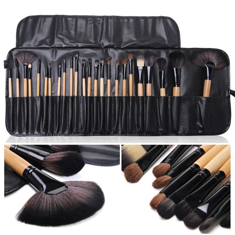 24-Piece Makeup Brush Set – Professional Cosmetics Brushes for Eyebrow, Powder, Foundation, and Eye Shadow