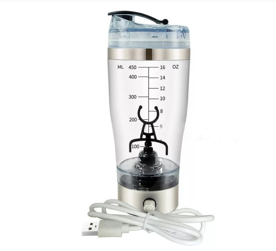 Electric Protein Shake Bottle – USB Rechargeable Milk & Coffee Blender for Sports & Fitness