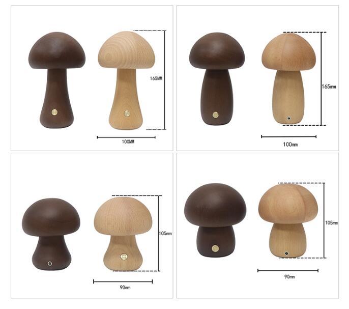 INS Wooden Mushroom LED Night Light with Touch Switch