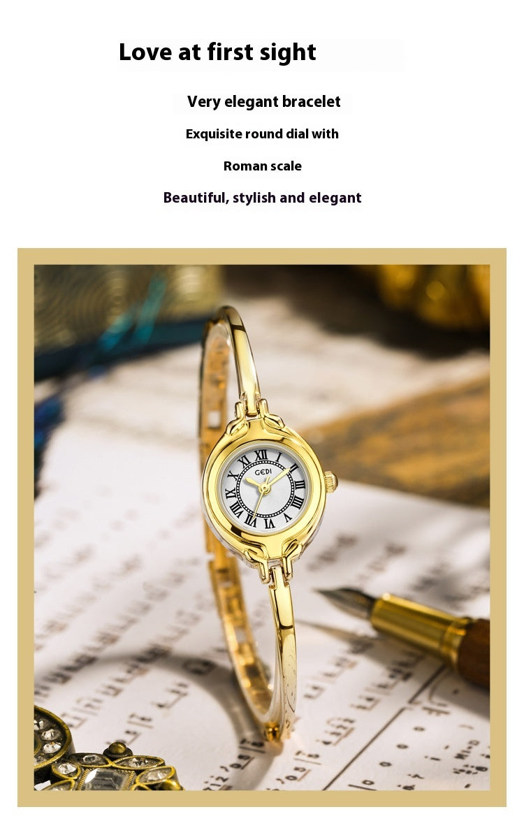 Gold Good-looking Thin Strap Quartz Watch