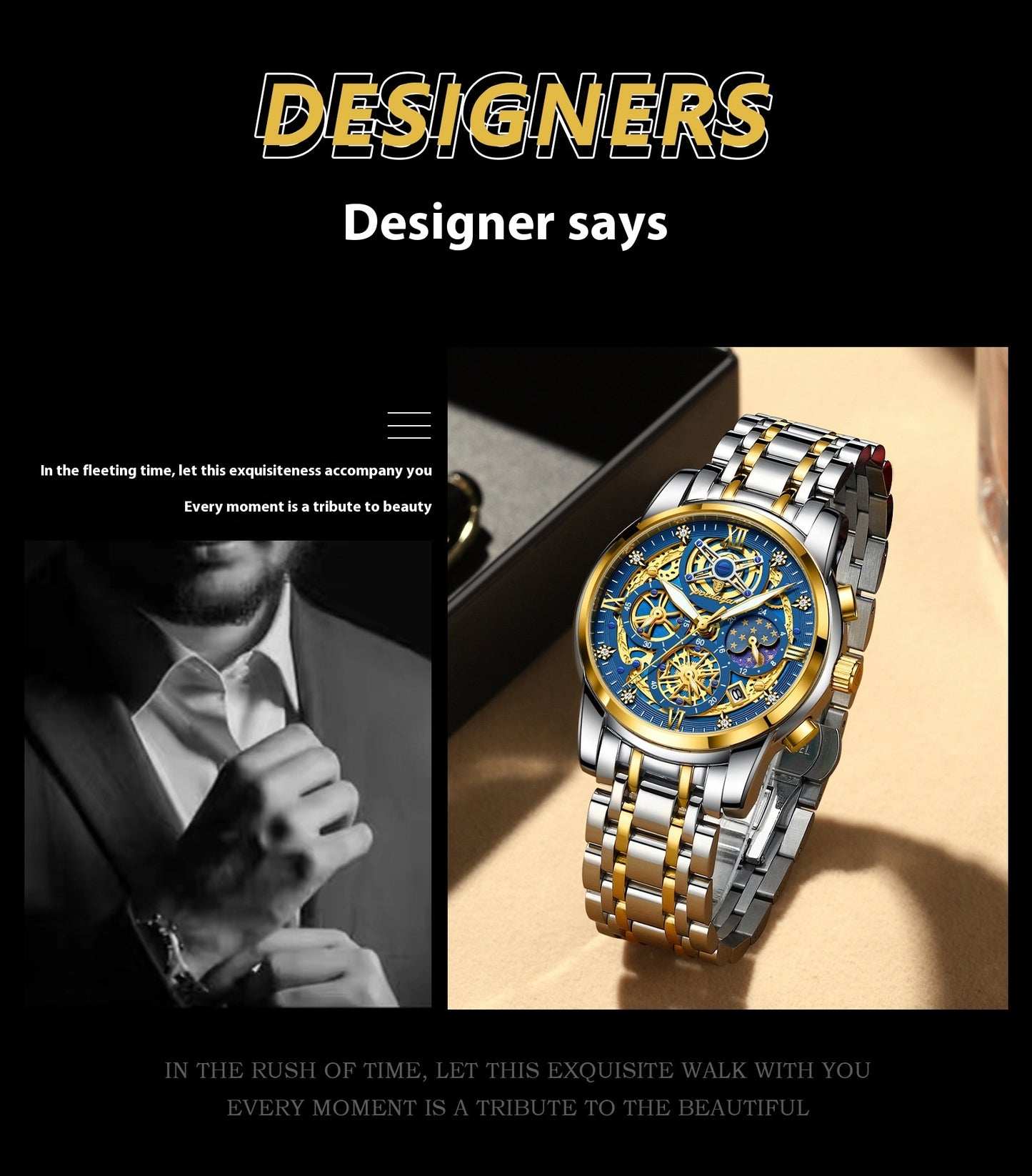 High-grade Waterproof Hollow Out Luxury Large Dial