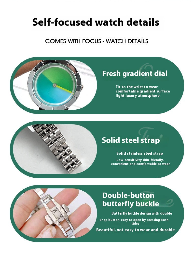 Women's Quartz Watch With Advanced Gradient Dial Fashion Design