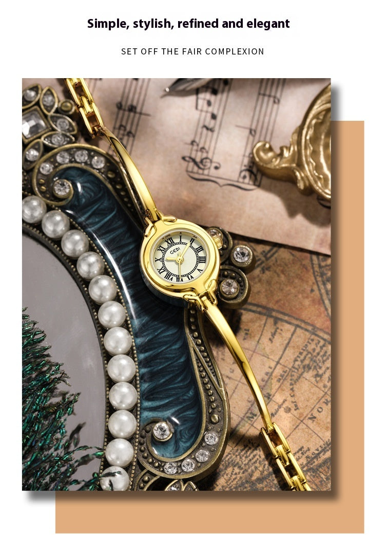 Gold Good-looking Thin Strap Quartz Watch