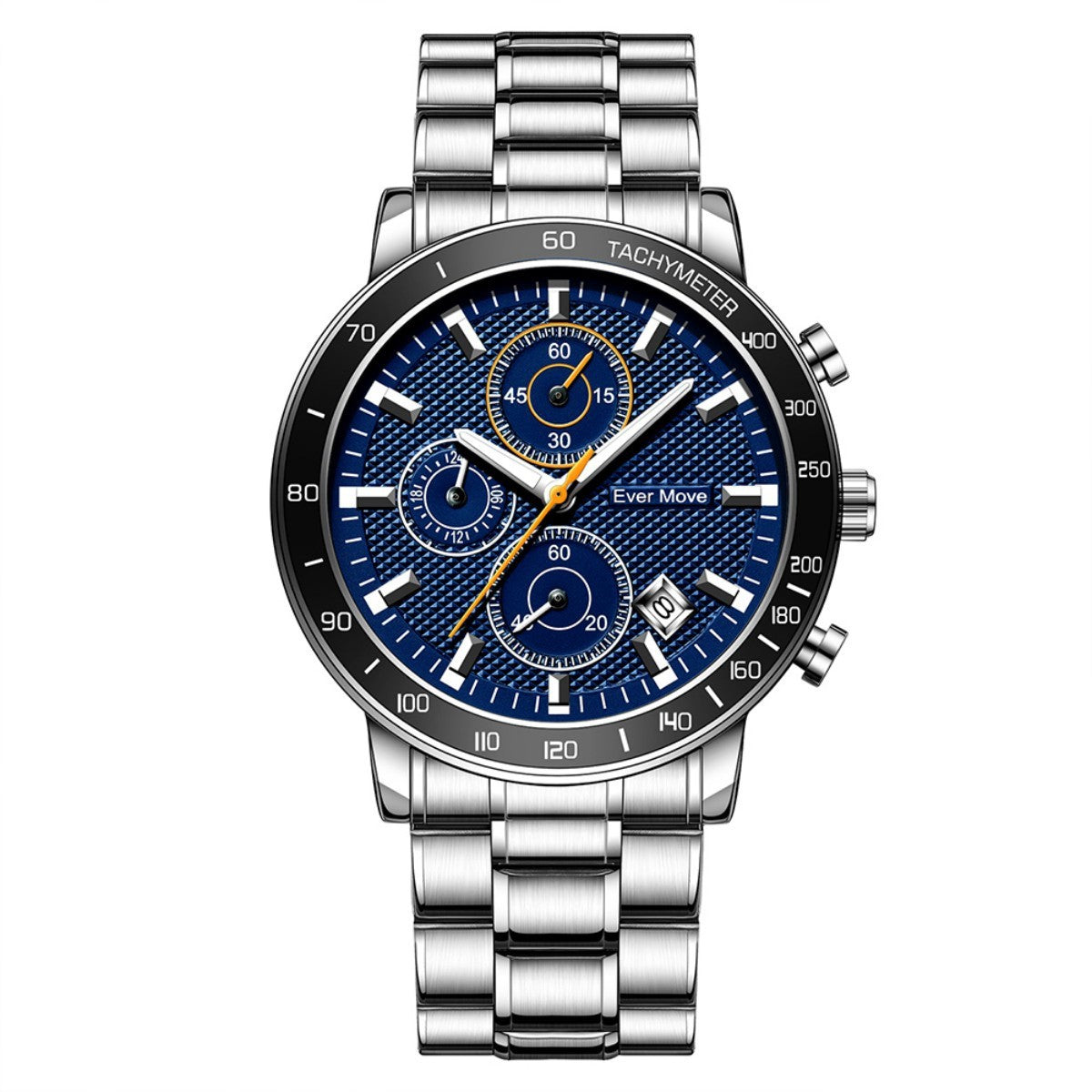 Luminous Waterproof Steel Watch – Sleek Design with Triple Sub-Dials