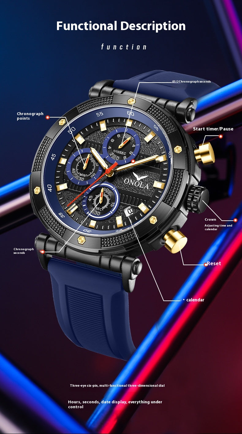 Fashion New Multi-functional Quartz Tape Watch Waterproof