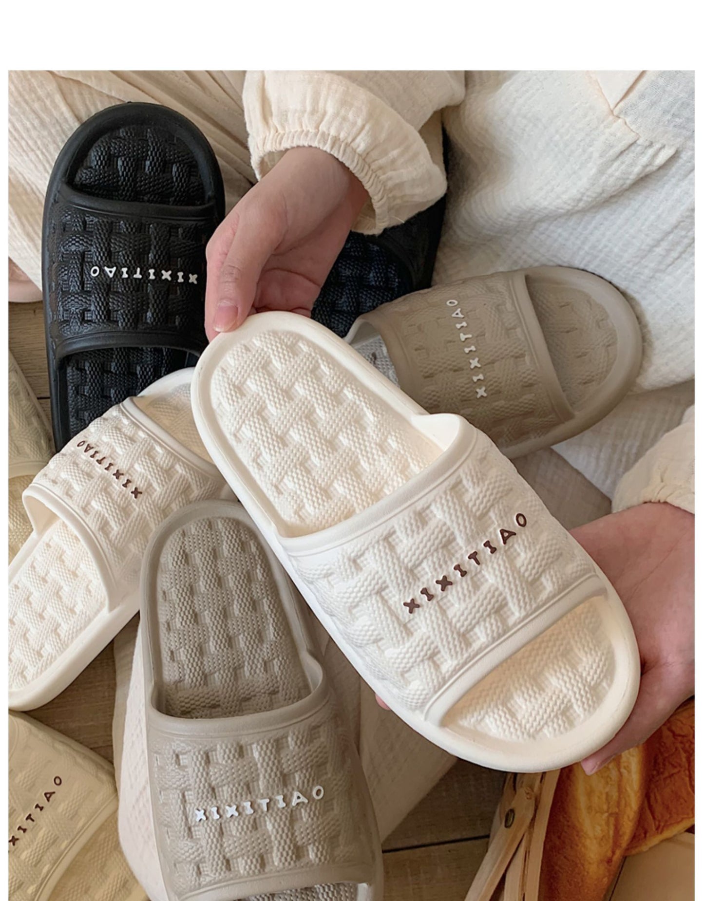 Women's Woven Plaid Soft Bottom Slippers – Cozy EVA Indoor Flip Flops