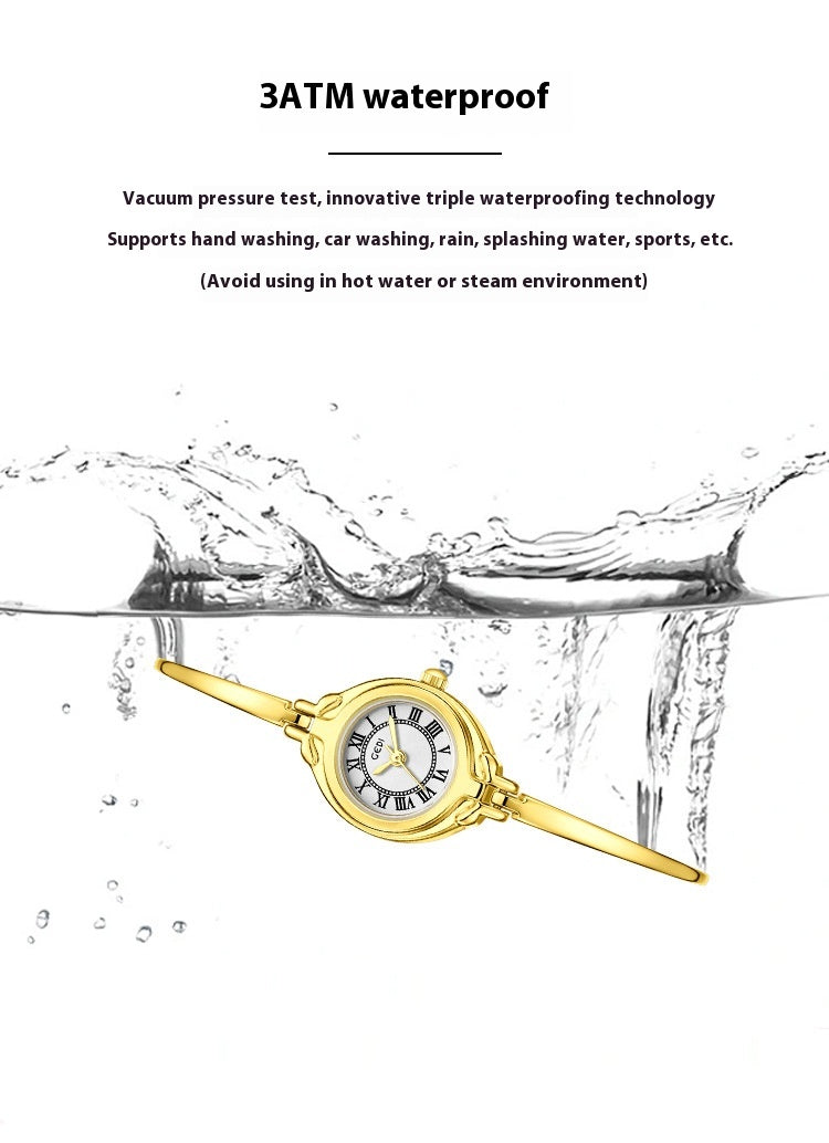 Gold Good-looking Thin Strap Quartz Watch