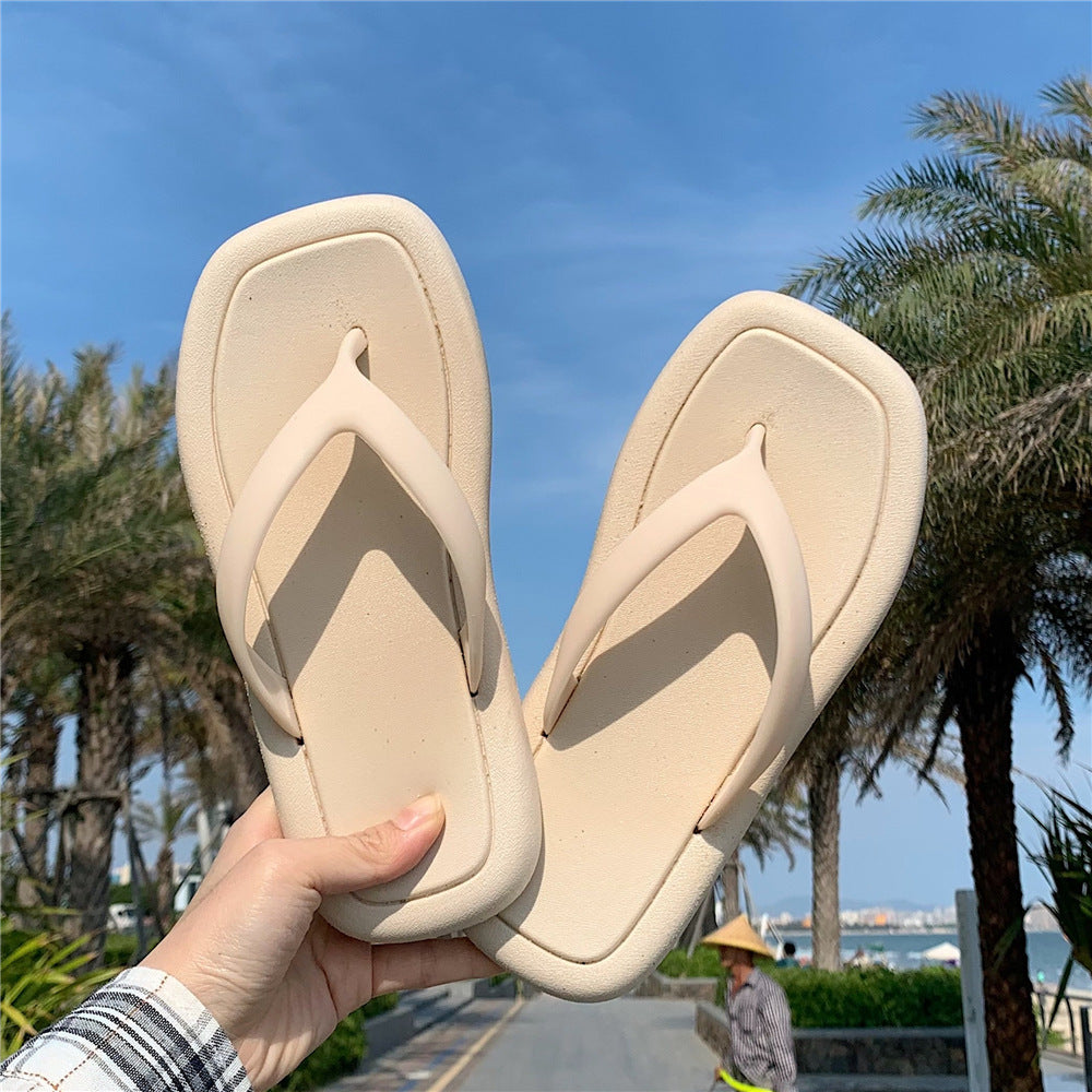 Fashion Solid Color Flip-Flops – Women’s Soft Bottom PVC Slippers for Everyday Comfort